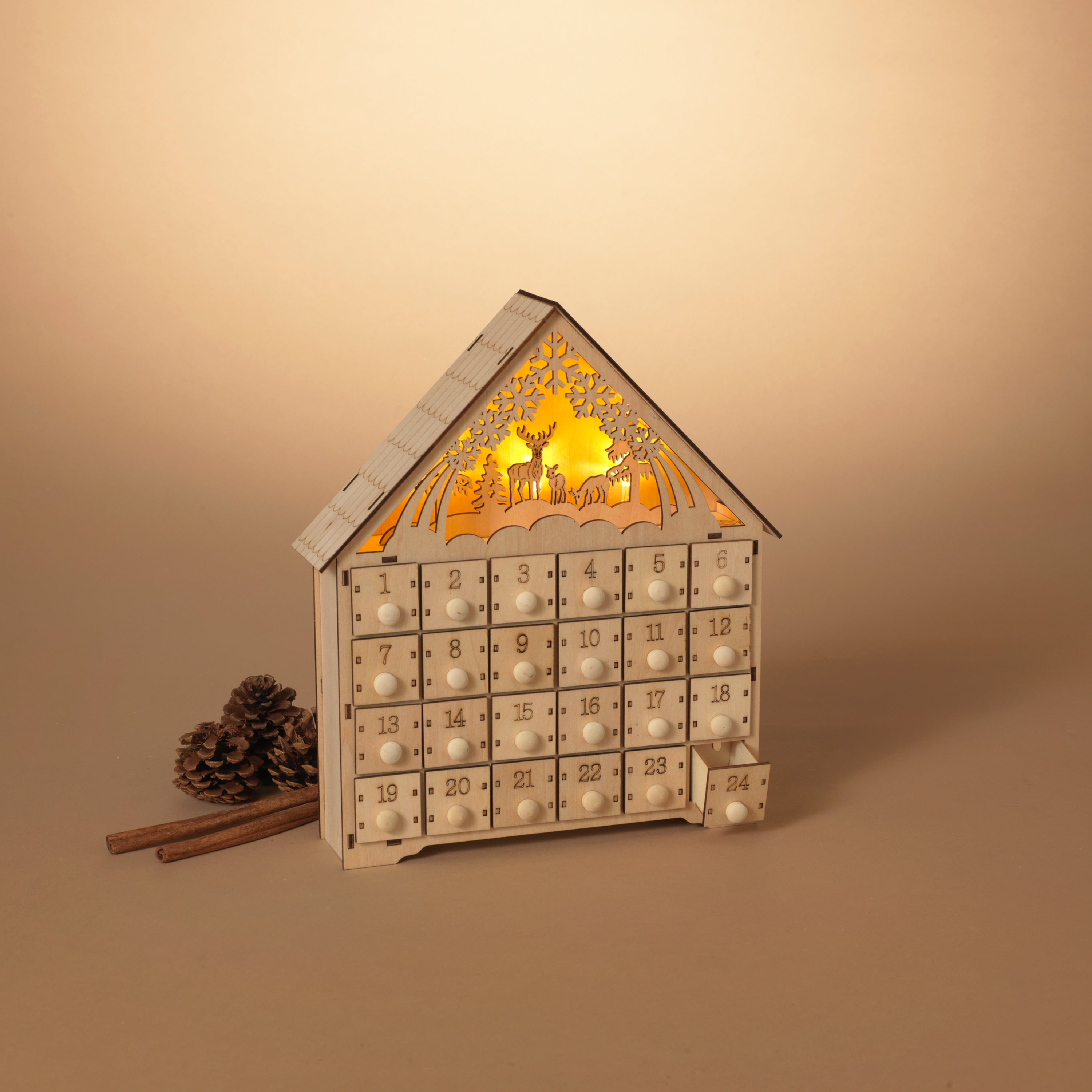 11.8 in. Laser Cut Wood Winter Scene Advent Calendar #2649620EC